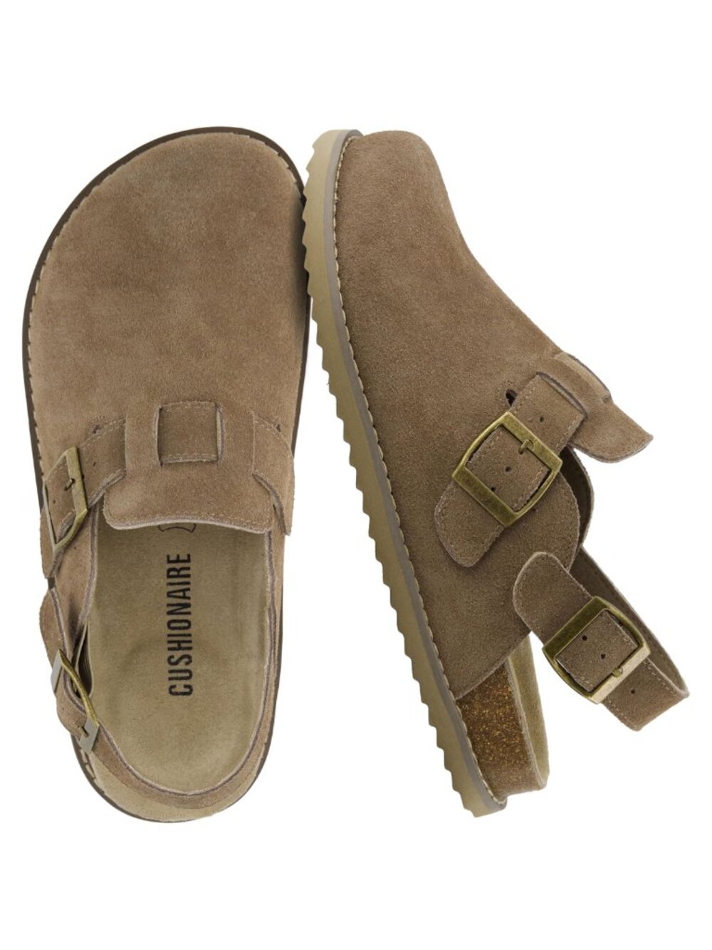 Genuine Suede Slingback Clogs Memory Foam Cork Footbed Buckle